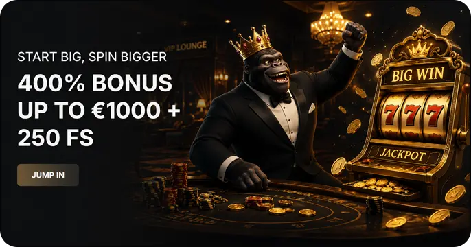SpinKong 400% bonus up to €1.000 + 250 FS